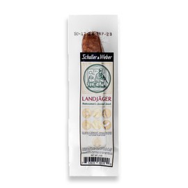 Schaller & Weber Landjäger Smoked German Sausage, 2 Oz (Pack of 1) | Hickory Smoked All Natural Cured Meat, Gluten Free, No Artificial Ingredients | Authentic Alpine Style Snack for Hiking & Camping