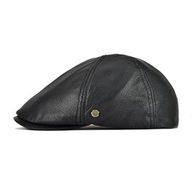 VOBOOM Leather Ivy Newsboy Caps 6 Panel Cabbie Beret Hat (7 1/2, Black)