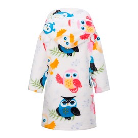 DELEY Children's Bathrobe Boys Girls Hooded Robes Toddler Pyjamas Sleepwear Soft Dressing Gown Nightdress, Beautiful owl