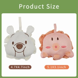 Kids Loofah,Cute Octopus & Bear Bath Sponge,Double-Layer Soft Mesh Loofah for Kids,Gentle Exfoliating Body Scrubber with Rich Foam for Boys & Girls
