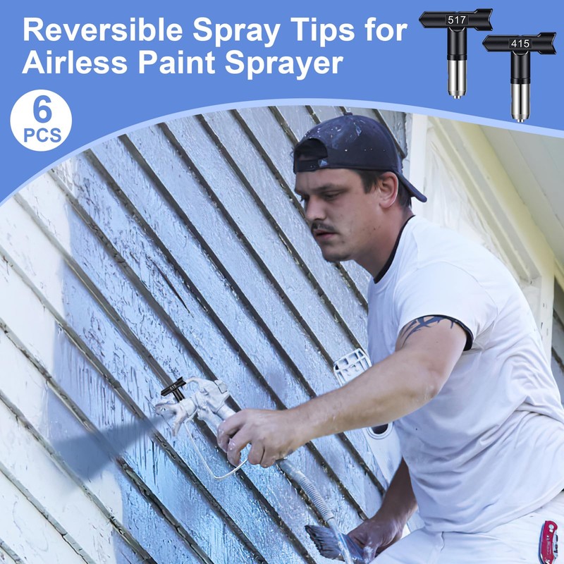 Gyfent Spray Tips, 6Pcs Airless Paint Sprayer Tips Reversible Spray