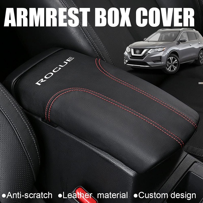 XITER 1PC Leather Center Console Armrest Cover with Side Pockets