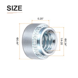 DTGN 100pcs 1/4 20 x 0.25" (DxL) Clinch Rivet Nut Fasteners for Construction Industry Carbon Steel Crimp Nuts Silver