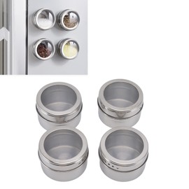 BORDSTRACT Set of 4 Magnetic Spice Jars, Stainless Steel Seasoning Storage Containers with Clear Sift and Pour Lid, for Refrigerator, Backsplash and So on Brand