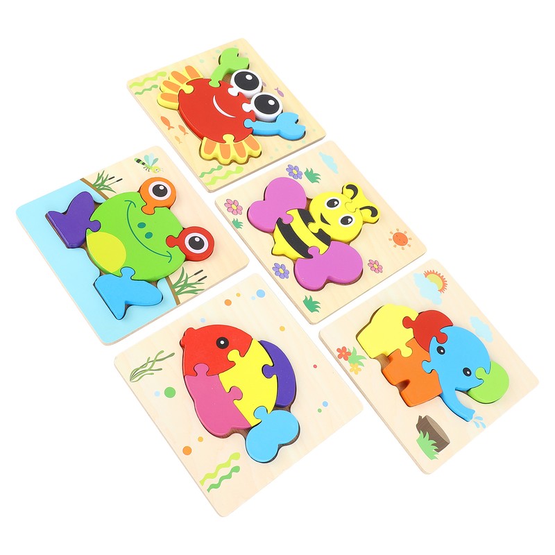 5pcs Baby Jigsaw Puzzles Animal Shaped Colorful Printing Educational Hands