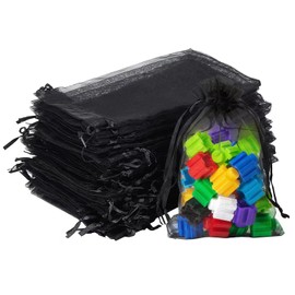 100Pcs Bolsas de Organza, 13*18cm/5''*7'' Bolsas Blancas para Regalos de Boda con Cordón, Bolsas de Regalo para Joyería Bolsas de Malla para Caramelos para Navidad, Festival, Fiesta de Boda (Negro)