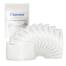 Euroca PM2.5 Carbon Activated Filters for Kids Face Mask Breathable Insert Protective Mouth Mask Anti Pollution Anti Haze Allergy Filters Replacement Outdoor & Indoor Activities (Child, 10 Pcs)