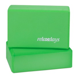 Relaxdays Unisex – Erwachsene Yogablock im 2er Set, Klötze Übungen, Hartschaum, rutschfest, Yoga-Würfel HBT 8x23x15 cm, grün f