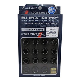 RAYS 74020001116BK Duralumin Lock & Nut Set L32 for 4H M12X1.25 Black Anodized