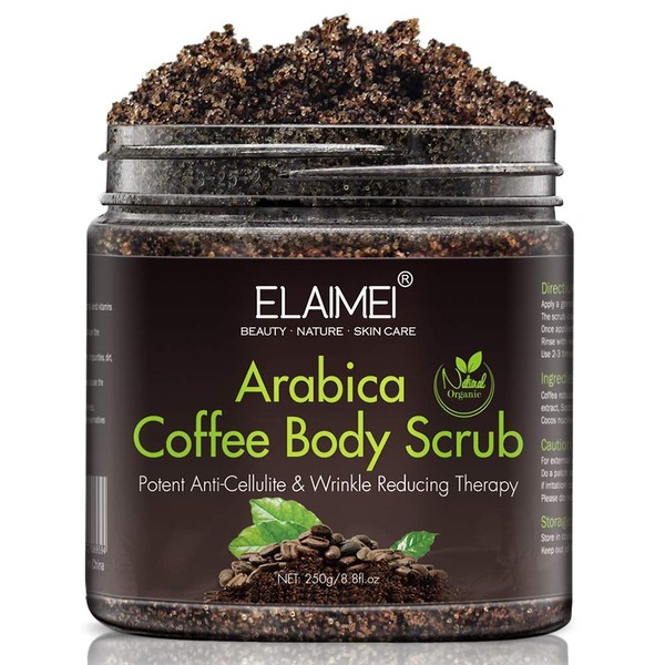 Natural Coffee Scrub with Organic Coffee Body Scrub, Best Acne, Anti Cellulite and Stretch Mark treatment, Spider Vein Therapy for Varicose Veins & Eczema