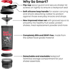 Smartshake Revive Protein Shaker Bottle, Leakproof & Durable Shaker for Protein Shakes, Fitness Workout Supplements Storage Box for Sport & Gym, BPA & DEHP Free - 750 ml, Maiden Shaker