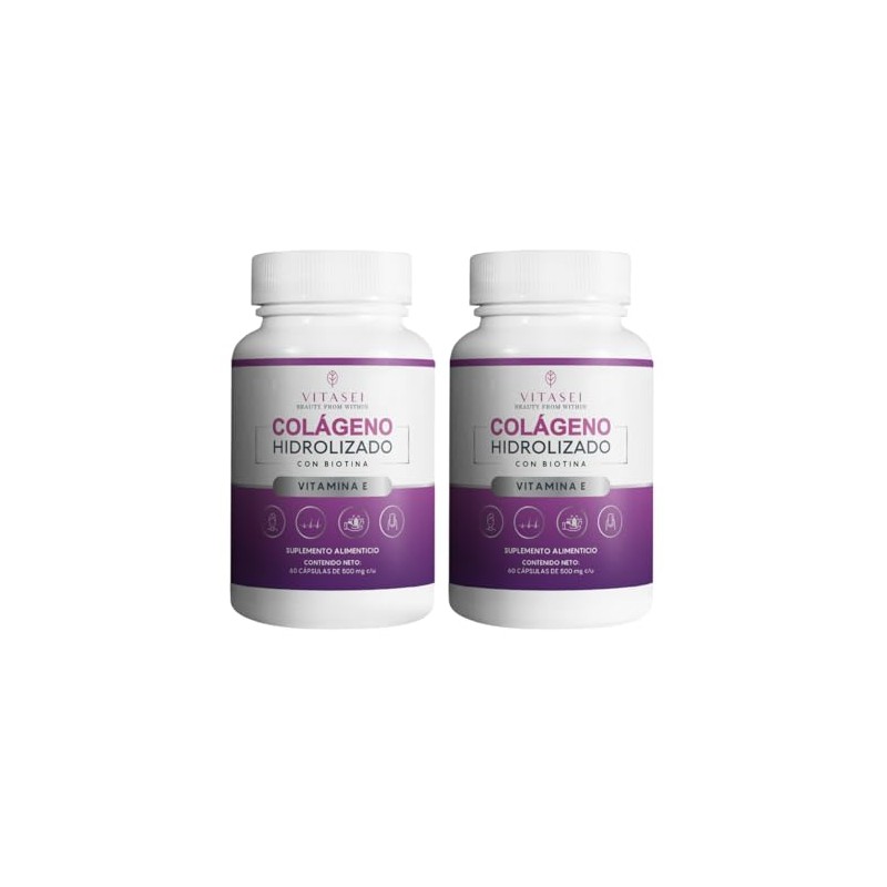 Pack Colágeno Hidrolizado Cápsulas Vitaminas Biotina Fortalece Articulaciones Cabello Uñas