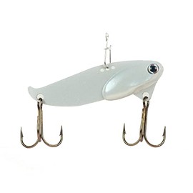 BUCKEYE LURES Jiggin' Blade Hard Metal VIB Spoon Bait with VMC Clip-On Hooks | Durable Chip-Resistant Fishing Lure for Deep Water Bass Fishing | White, 1/4 oz