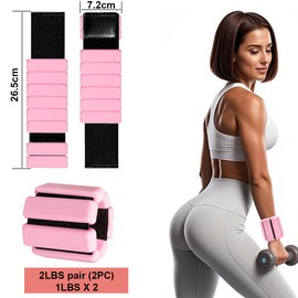 Adjustable Wrist Weights Ankle Weights for Women and Men - Set of 2 (1lb Each), Arm Ankle Weight for Strength Training, Pilates, Cardio, Running, Swimming, Yoga, Dance, Walking-Pink