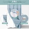 eachope Teal No Hook Waffle Weave Shower Curtain with snap-in