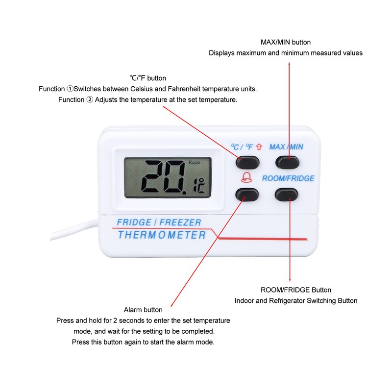 Digital Refrigerator Thermometer ‑50℃ to 70℃ ‑58℉ to 158℉ High