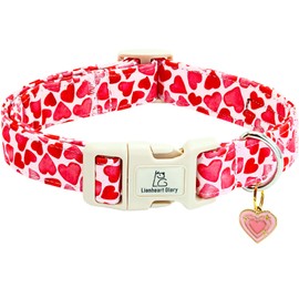 Lionheart glory Valentine Collar, Red Hearts Dog Collar for Large Cute Dog Collars Spring Female Pet Gift Adjustable Heavy-Duty Holiday Dog Collar Plastic Buckle