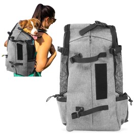 PETCUTE Pet Backpacks, Dog Backpack, Dog Transport Bag, Carry Bag for Dogs, Cats, Hiking Backpack, Side Breathable Mesh Backpack for Small, Medium, Dogs, Cats, up to 5 kg, Grey