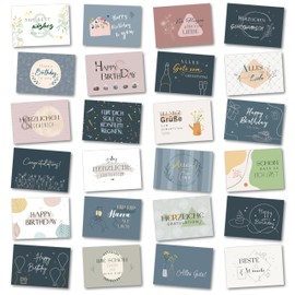 BIROYAL Set of 27 High Quality Birthday Cards, Premium Greeting Card, Birthday Postcard with Envelope, Birthday Greeting Card, Happy Birthday Cards as Postcard Set for Men and Women