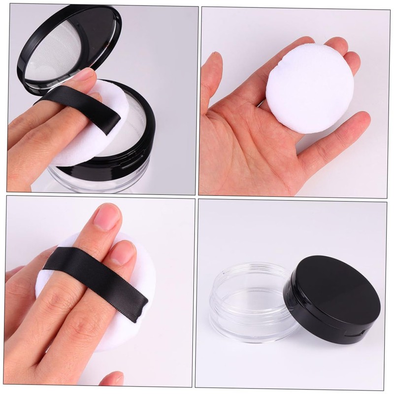 Outanaya 2sets Portable Loose Powder Boxes Elastic Mesh Sub Boxes