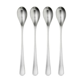 Robert Welch RW2 Satin Long Handled Spoon, Set of 4. Suitable for Latte, jam and ice Cream. Made from Stainless Steel. Dishwasher Safe.