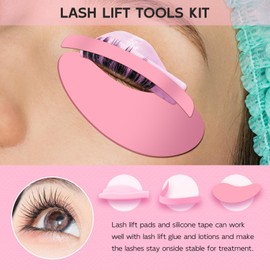 3 In 1 Lash Lift Pads, 7 Sizes 14Pcs Silicone Soft Eyelash Lift Shield for Lash Lift Kit, Reusable Eye Patches & Lash Lift Ribbon Curlers,DIY Lash Lift Tools for Eye Lashes Lift Perming (Pink)