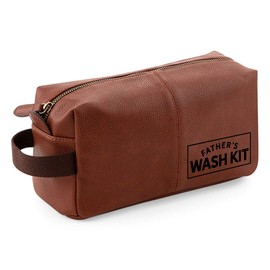 Father Wash Bag Gift, Best Father, for Birthday, Christmas, Father’s Day, Fantastic Quality Usable Keepsake (Tan)