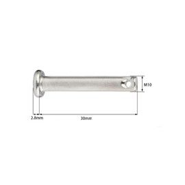 Leliafleury 5Pcs Single Hole Clevis Pins Stainless Steel Flat Head Pin Cylindrical Locating Pins, 10mm x 30mm