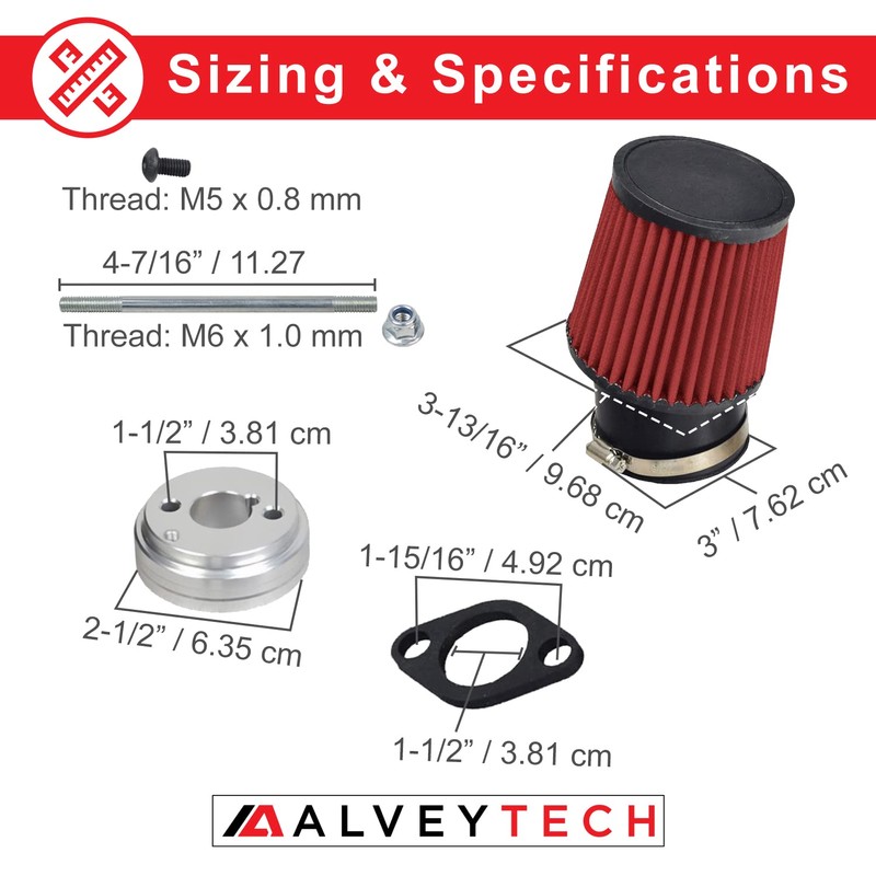 AlveyTech High-Performance Air Filter Intake Kit - Fits Coleman CT100U