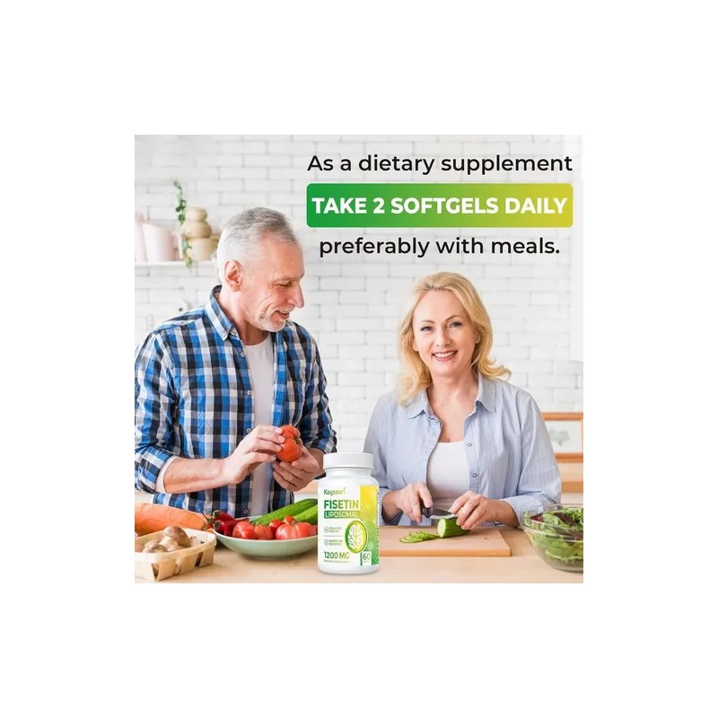 Fisetina 1200mg Inmunidad Salud Apoyo Cognitivo 60cap Sabor Sin Sabor