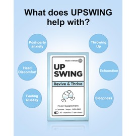 Upswing Vitamin C B12, L-Cysteine HCL Provides Glutathione, Vitamins B1, B2, B3, B6, B12, Folic Acid Biotin, Post-Social Recovery, Healthier Morning, Food Supplement Vegan Capsules-30 Starter Pack