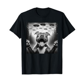 Pitbull Selfie UFO alien funny Pitbull dog T-Shirt for Men Women Kids