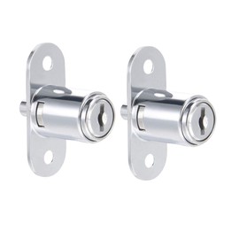 sourcing map 2Pcs Push Plunger Lock Drawer Lock 19 x 23mm for Sliding Door, Desk Wardrobe Furniture Cabinet Locker Showcase with Keys (without Screws) Key