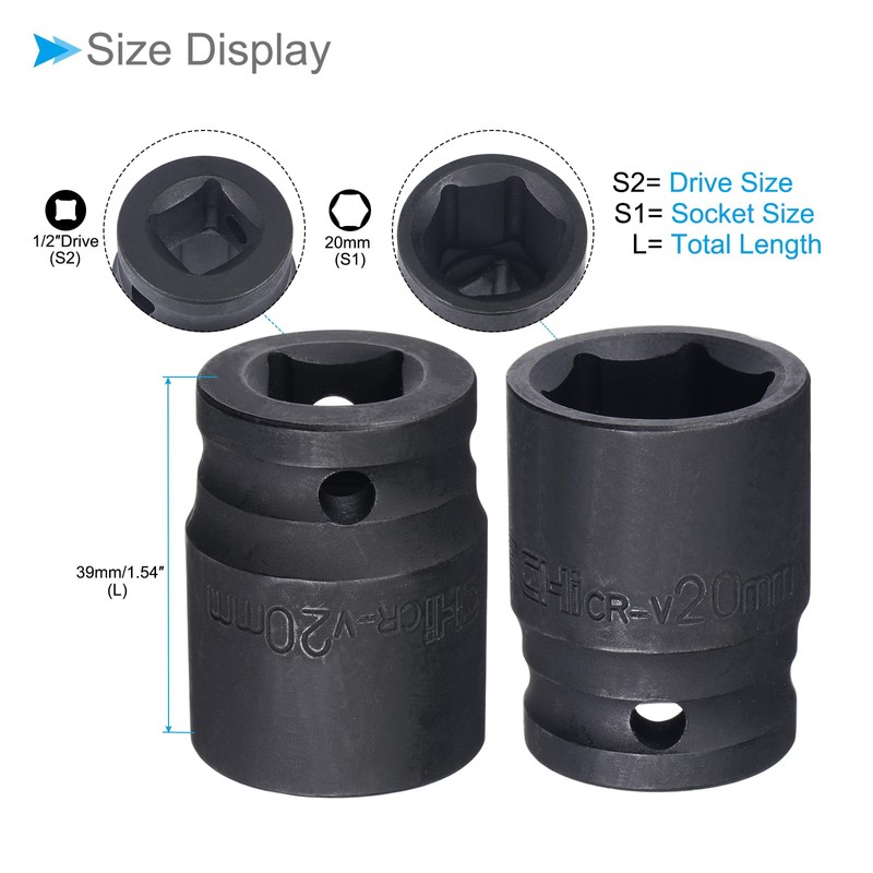 CoCud Deep Impact Socket, 1/2 Inch Drive 20mm Socket Size,