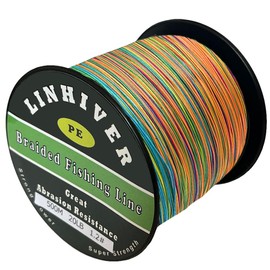 LinHiver Braided Fishing Line, Strong Power, Great Abrasion Resistance, Thin Diameter, No Stretch, Low Memory and High Sensitivity (500 m, 30 LB, Multi, 4 Lays)
