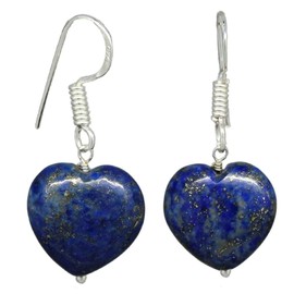 Gempires Natural Lapis Lazuli Heart Crystal Earrings September Birthstone Jewelry Gemstone Earrings For Women (Lapis Lazuli)