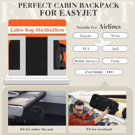 Hayayu for Easyjet Cabin Bag 45x36x20, Waterproof Underseat Cabin Bag Travel Backpack, Carry on Hand Luggage Bag With Charging Port and Anti Theft Pocket