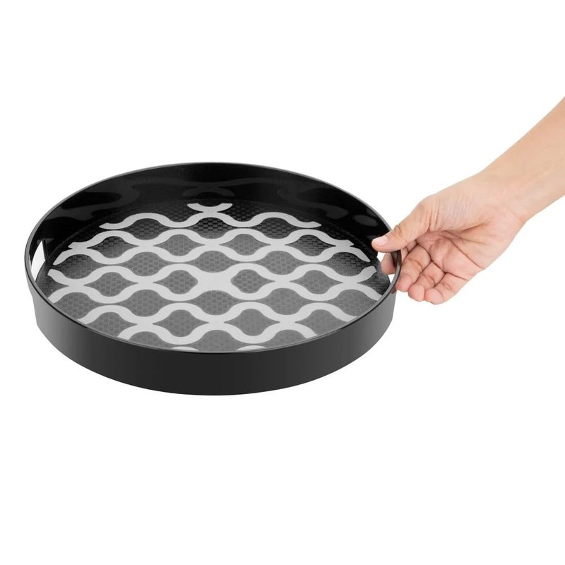 Olympia Kristallon PC Round Non Slip Tray with Handles -