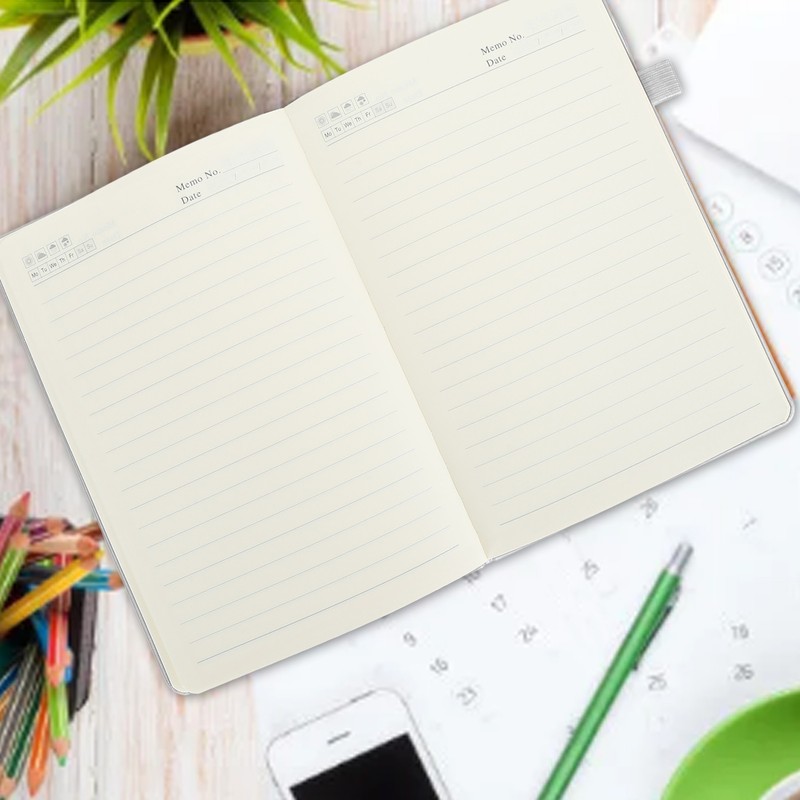 A5 Lined Notebook Portable PU Leather Hardcover Notebook with Elastic