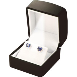 The Jewellery Pak LED Black Earring Jewelry Gift Box for Wedding, Birthday...Luxury LED Stud and Diamond Hoop Earring Jewelry Gift Box with Light for Women for Men