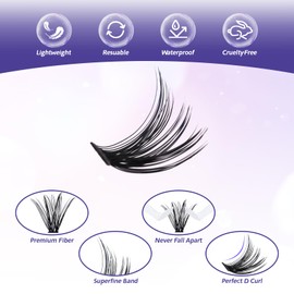 Lash Extension Kit, DIY Lash Extension Kit, 320pcs Individual Lashes Clsuters Kit D Curl Eyelash Extension Kit with Bond and Seal and Lash Applicator Tool, Lashes Kit for Self Application at Home