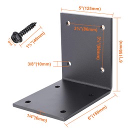 2 Pcs 6" X 6" Post Bracket - 90 Degree Bracket for 6" Post, Heavy Duty Brackets for Braces,Angle Bracket, ¼ Thickness Wood Post Bracket,Angle Support Bracket,Right Angle Steel Bracket Screws Included