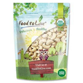Organic Raw Cashews, 4 Pounds - Non-GMO, Whole, Large, Premium Fancy Nuts, Unsalted, Unroasted, Kosher, Vegan, Bulk, Low Sodium. Good Source of Protein, Copper, Zinc, Selenium, and Thiamin
