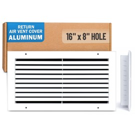Fits 16x8 Hole | Aluminum Return Air Grille by Handua | Vent Cover Grill for Sidewall and Ceiling | Rust Free | Durable Powder Coating | HVAC Cold Air Intake Grille | White