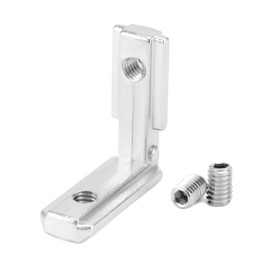 QWORK® T Slot T-Slot Aluminium Profile 2020 Groove 6 M4 Angle Angle 90° L-Shape Inner Corner Connector Zinc Alloy Nickel-Plated Pack of 50