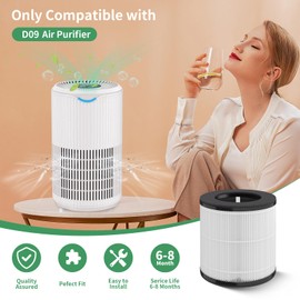 2 Packs D09 Replacement Filter Compatible with Tailulu D09 H13 True HEPA Air Cleaner Purifier for Home Large Room Up to 1345 Sq Ft, CADR 180m³/h+