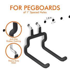 LIGHT DUST Utility Heavy Duty Pegboard Hooks - 10Pack Peg Board Accessories for Hanging Tools Fit 1/4" Peg Holes - Pegboard Organizer Large Tool Holders for Garage Workshop Shed