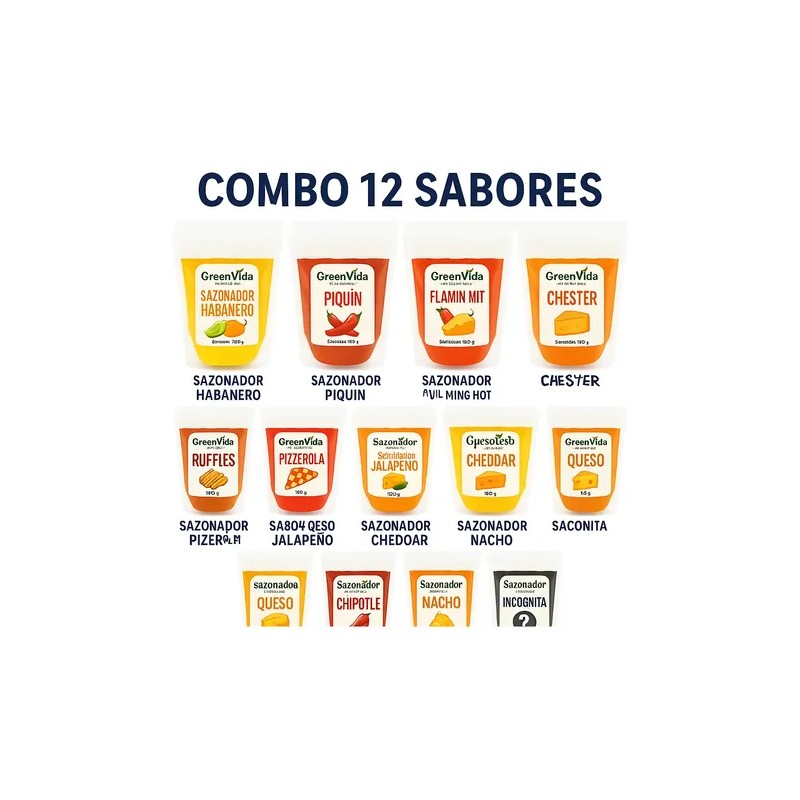 Paquete De 12 Sabores De Polvo Sazonador 100g