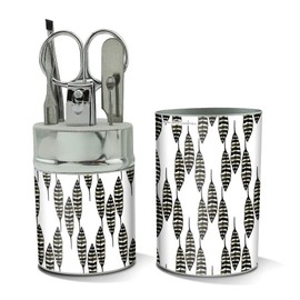 Sketchy Feathers Stainless Steel Manicure Pedicure Grooming Beauty Care Travel Kit