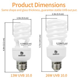 REPTI HOME 100W Reptile Heat Lamp +UVB Reptile Bulb 13W 10.0,Reptile Heat Lamp Bulb Combination, 4 Pack